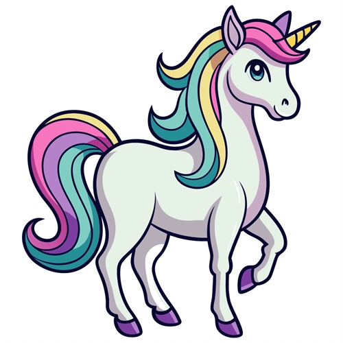 Pastel Rainbow Mane Unicorn Transparent Sticker